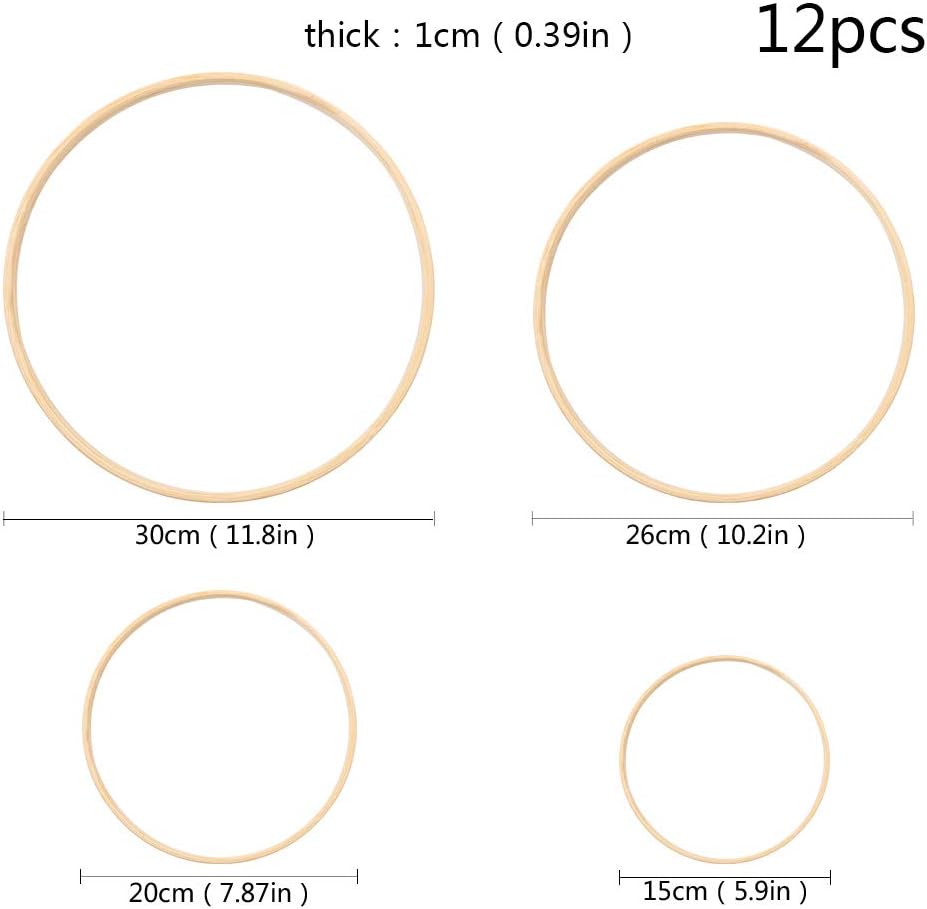 12pcs Bamboo Floral Hoop Wreath Set for DIY Crafts