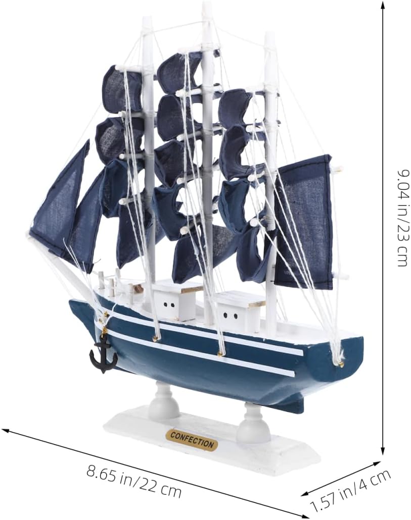 Veemoon Coastal Tabletop Miniature Sailing Boat Wooden Model Ship Decor