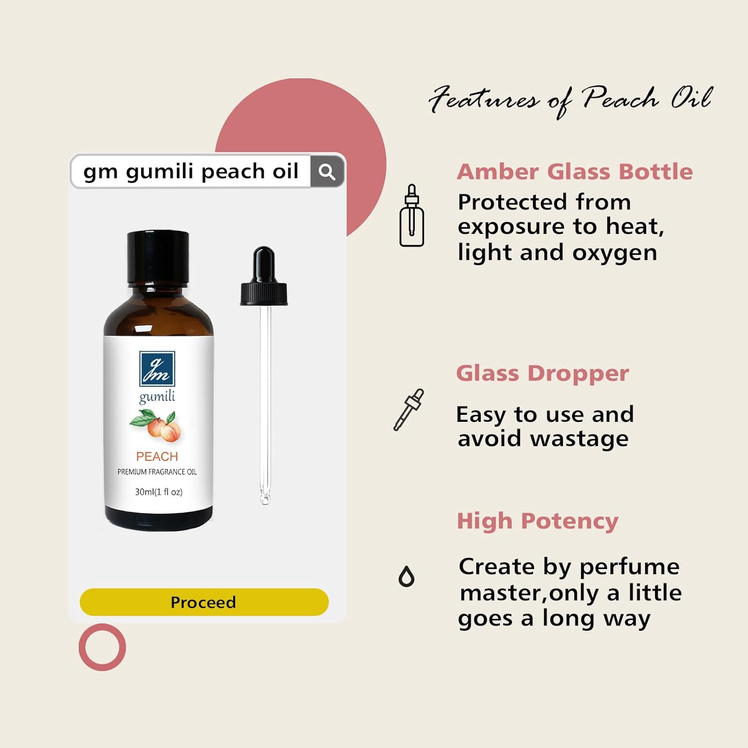Peach Fragrance Oil for Candles Soaps and Diffusers 1 oz