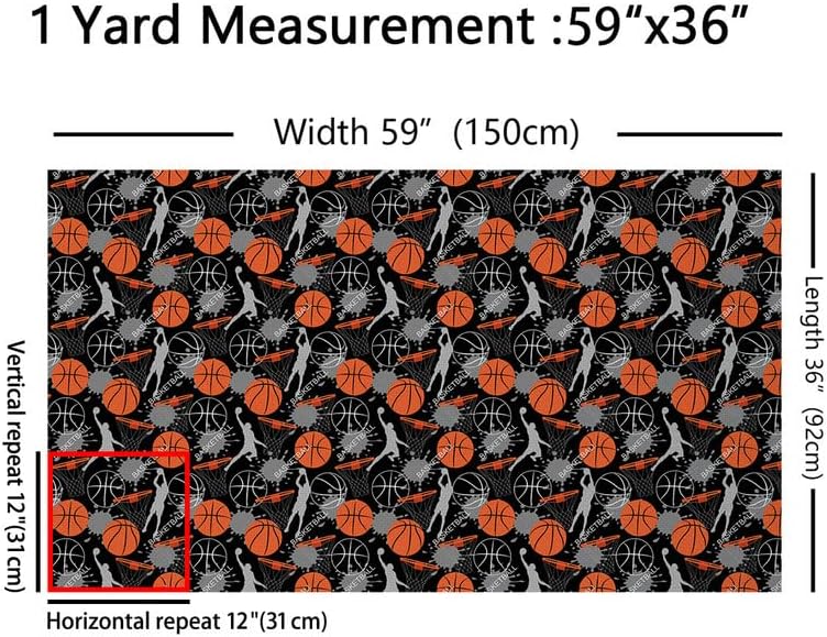 Feelyou Basketball Fabric 1 Yard Black Orange Grey