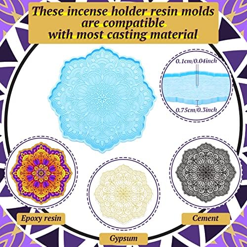 Cunhill 5pcs Mandala Incense Holder Resin Molds
