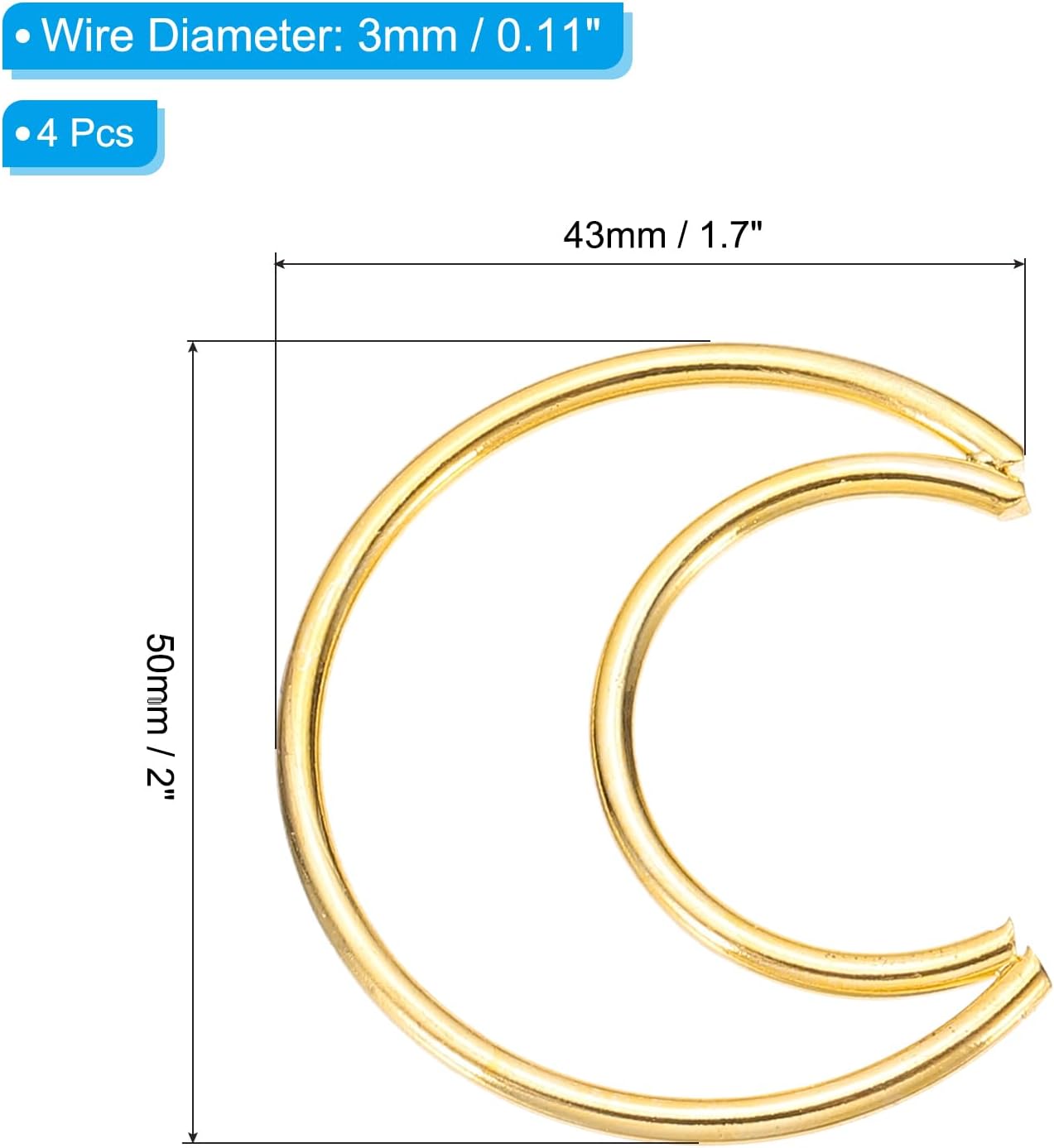 PATIKIL 2 Inch Gold Dream Catcher Hoop Rings 4 Pcs