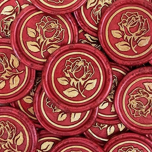 25Pcs Gold Rose Wax Seal Stickers for Envelopes