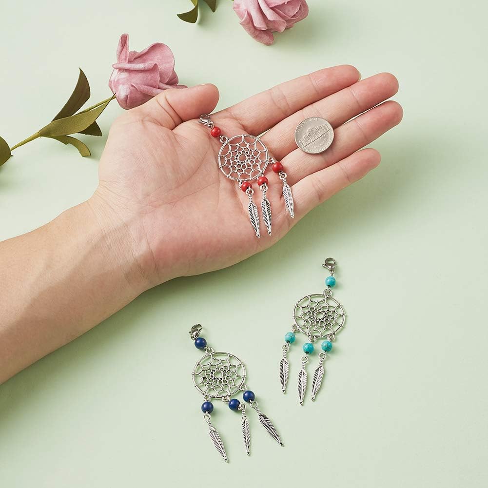 KISSITTY 30-Piece Dangling Dream Catcher Charms Keyring Jewelry