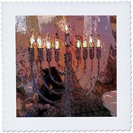 3dRose 6x6 Contemporary Menorah Quilt Square Print
