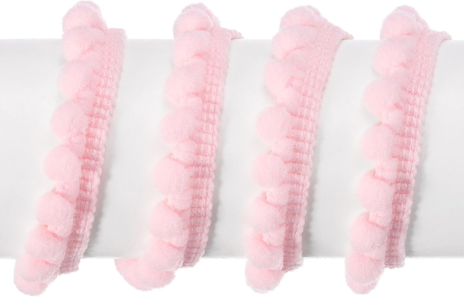 Uxcell 2Pcs 10 Yards Pom Pom Fringe Trim 5mm Pink