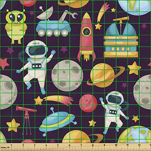 Ambesonne Outer Space Fabric by The Yard Galaxy Pattern 1