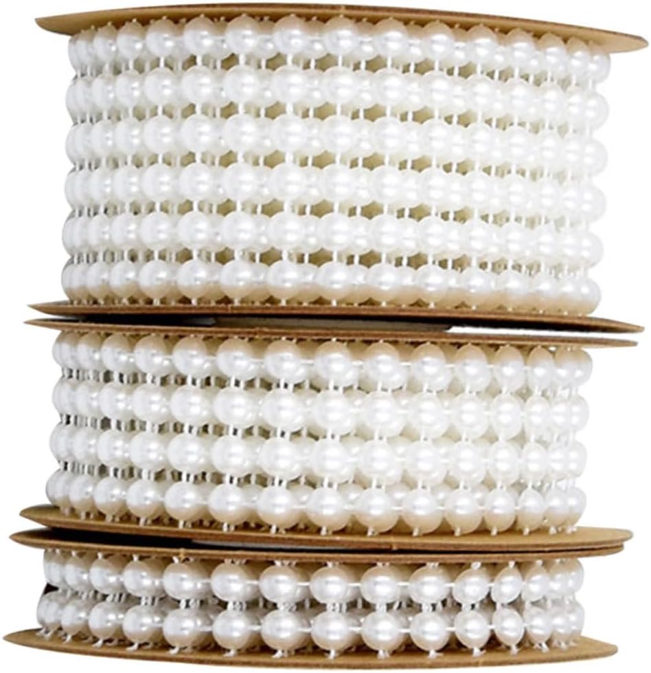 NUOBESTY 6 Rolls Wedding Bead Ribbon Decorative Band