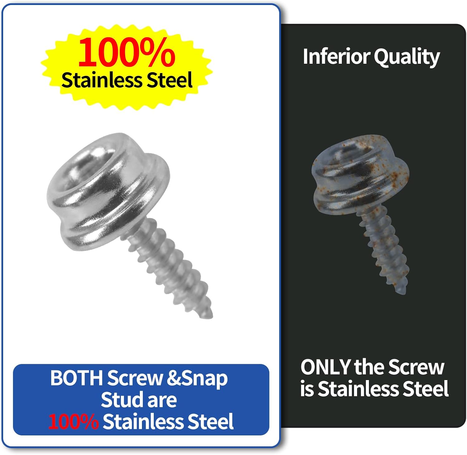 Stainless Steel Boat Canvas Snaps 30 Pack 58 Inch