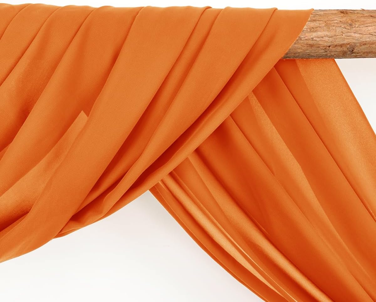 Orange Sheer Chiffon Wedding Arch Draping Fabric 2 Panels