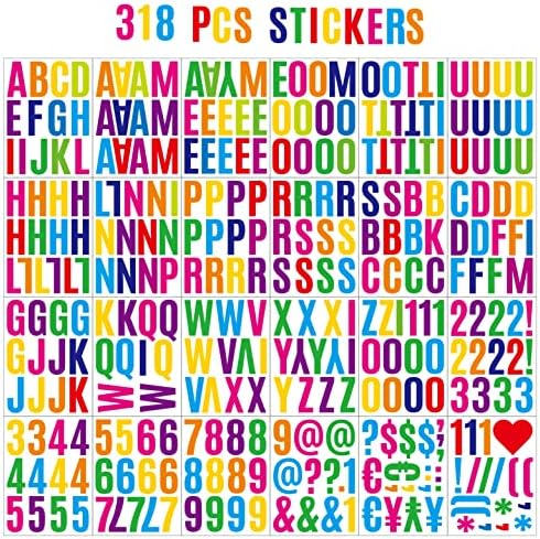 318Pcs 2 Inch Vinyl Letter Numbers Stickers for Bulletin Boards and Scrapbooking