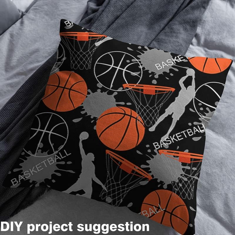 Feelyou Basketball Fabric 1 Yard Black Orange Grey