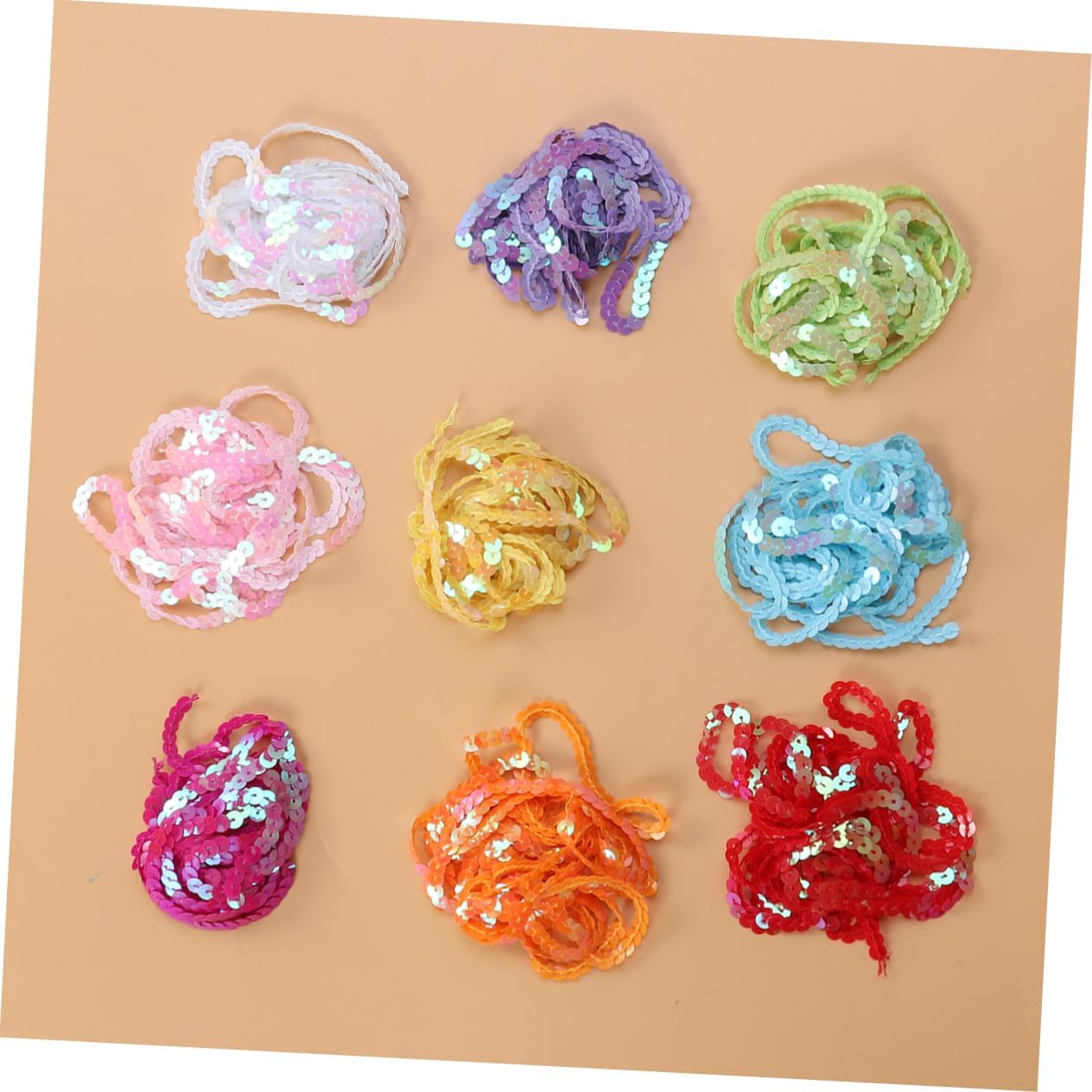 9pcs 6mm Sequin Strips 2 Meter Lace Trim for Wedding Aisle Runner