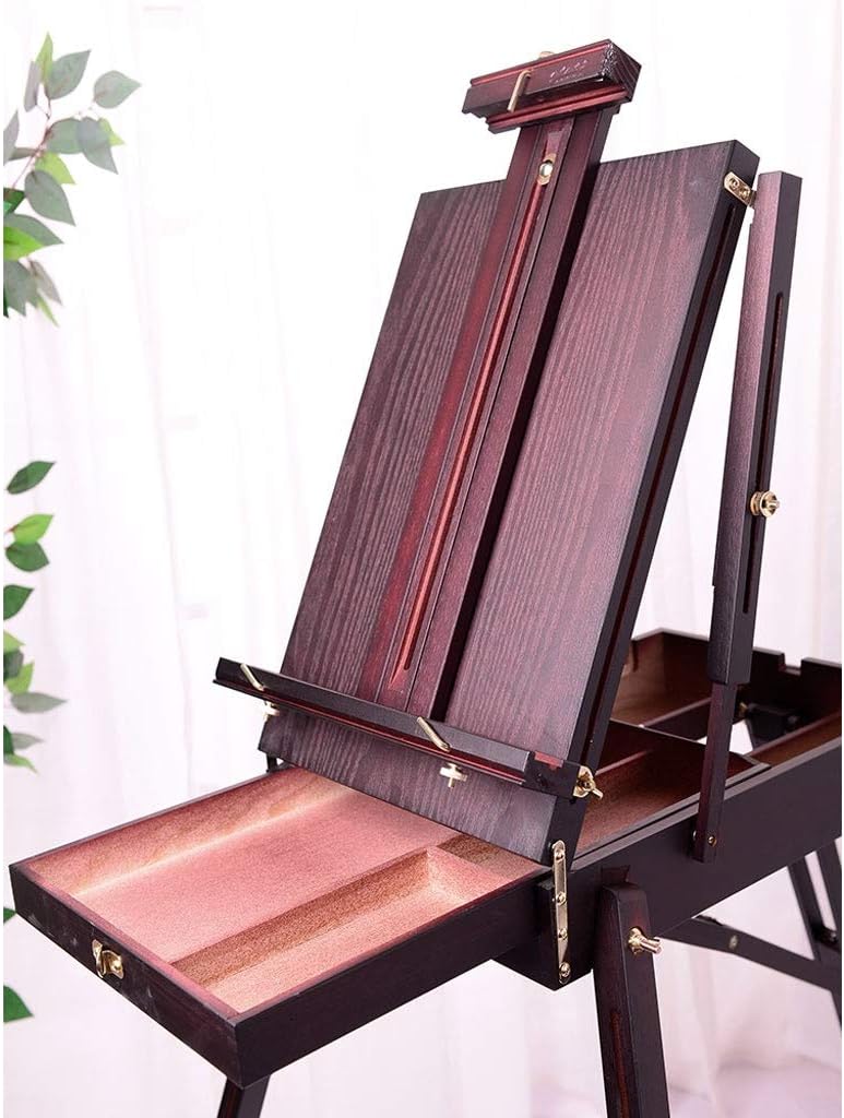 Wood Painting Stand with Adjustable Drawer