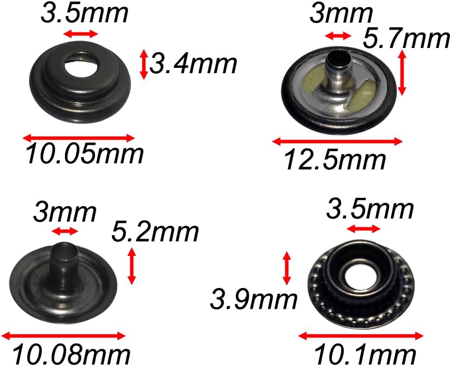 25 Sets 125mm Stainless Steel Snap Fasteners with Tools Kit