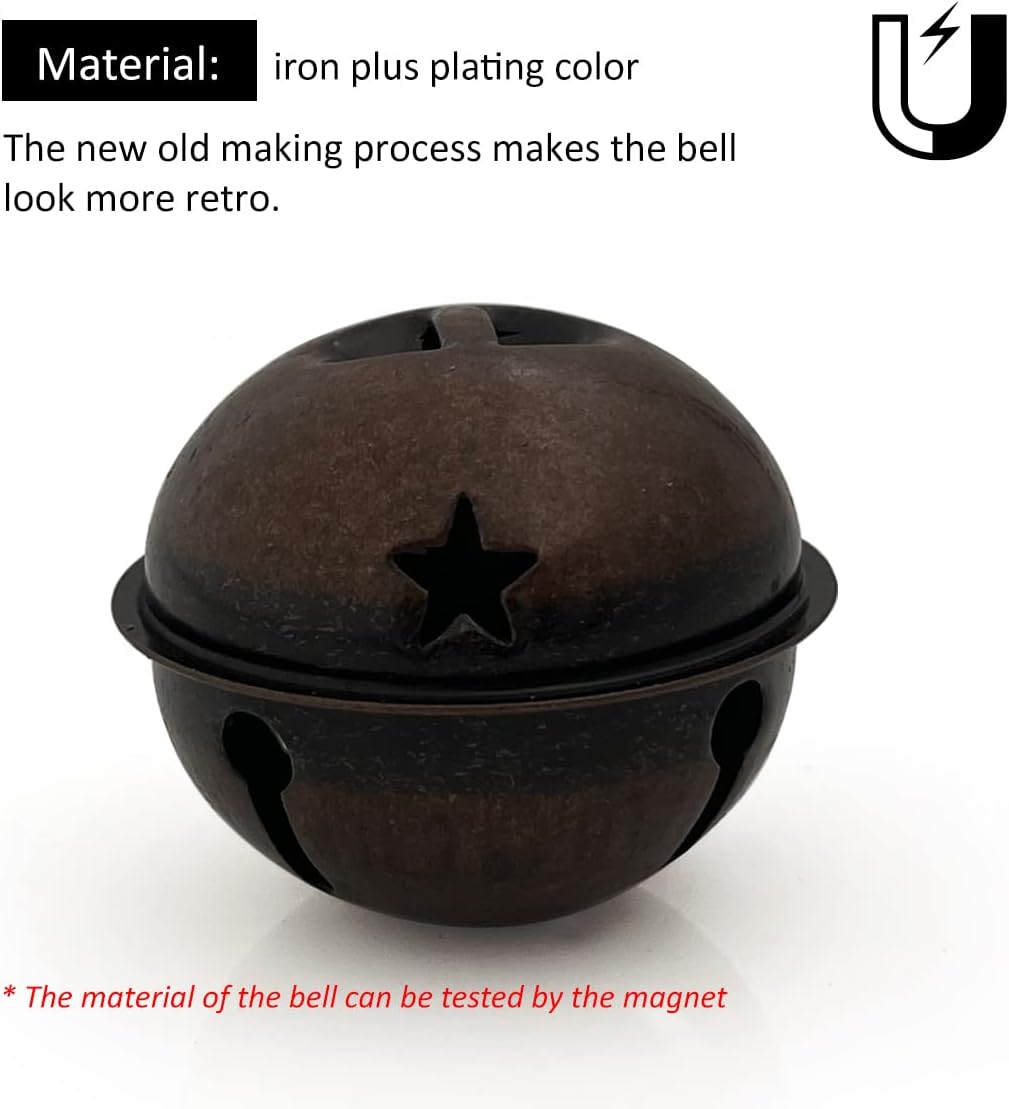 2-Inch Large Metal Craft Bells 16Pcs Brown Holiday Decoration
