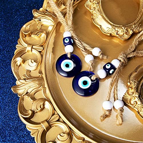 Hicarer 6 Pack Blue Evil Eye Glass Charms Pendants