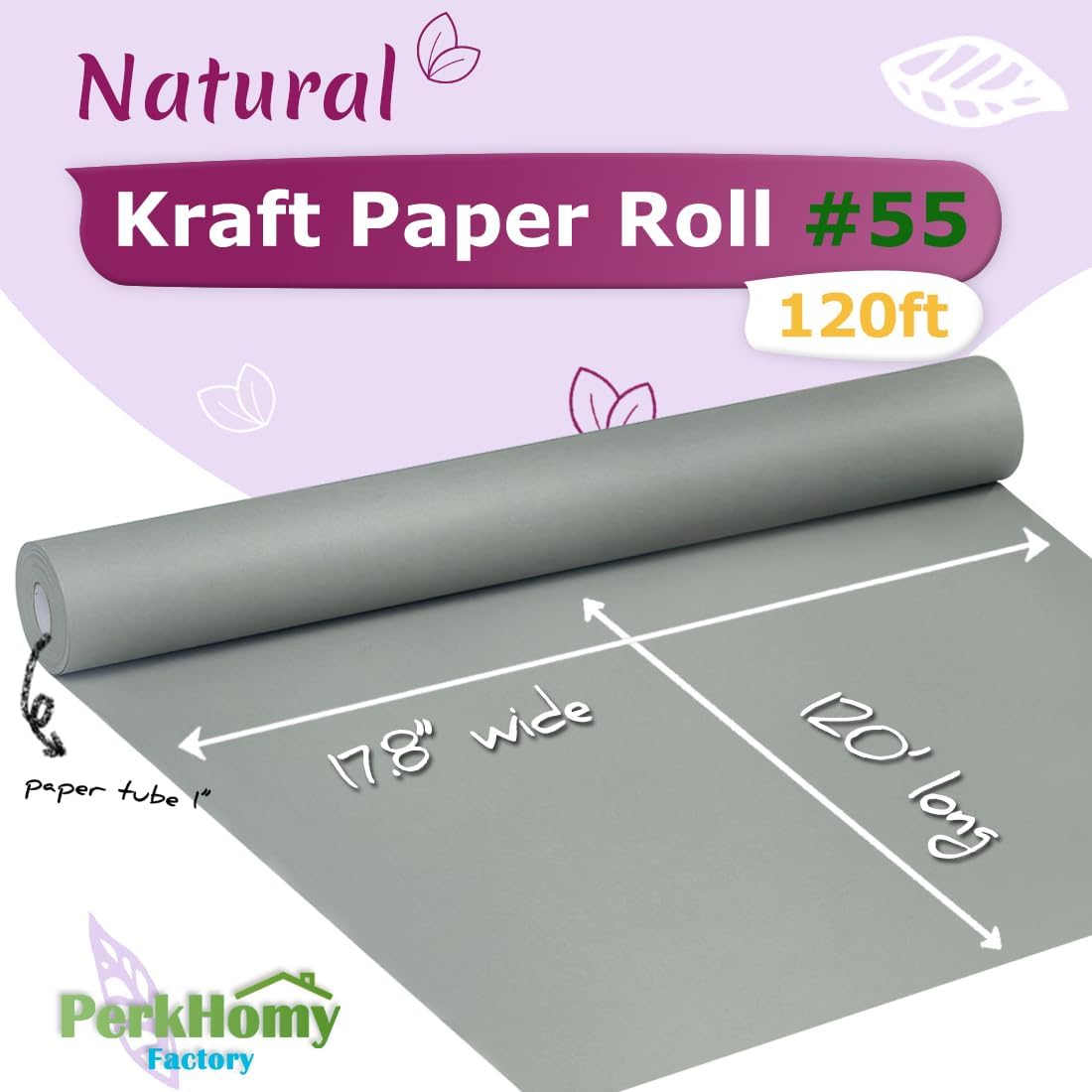 PerkHomy 178 x 120 Light Grey Kraft Paper Roll