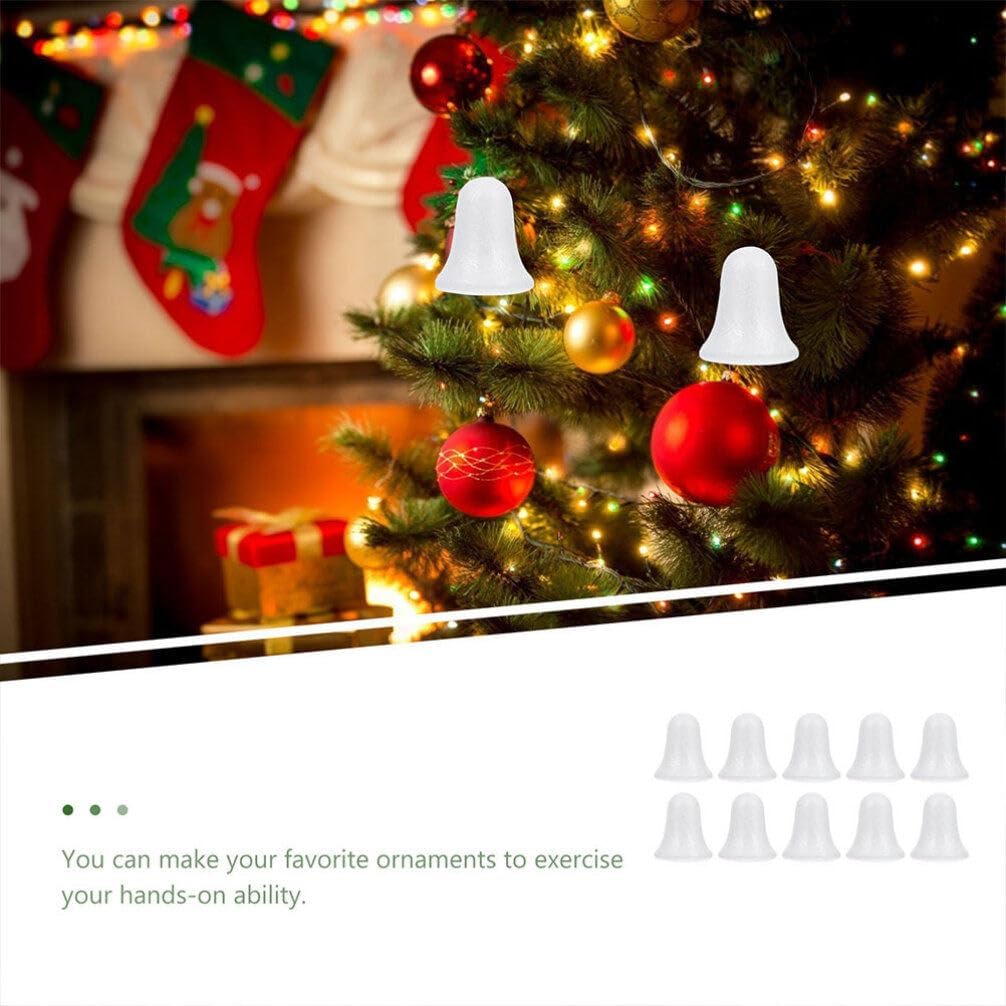 10 Pcs White Foam Christmas Bells for DIY Craft Projects