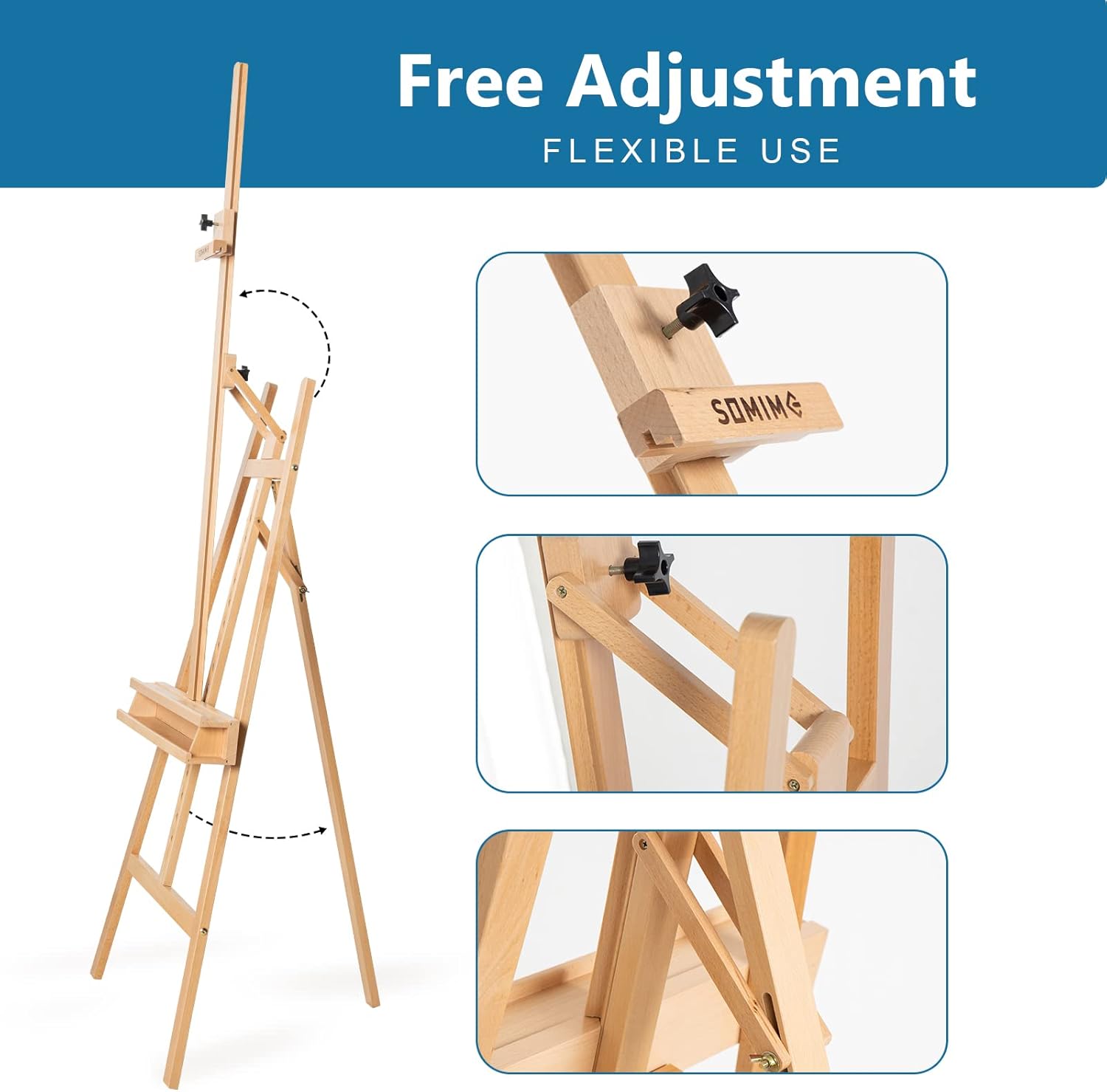 Somime Large A-Frame Studio Easel with Brush Storage