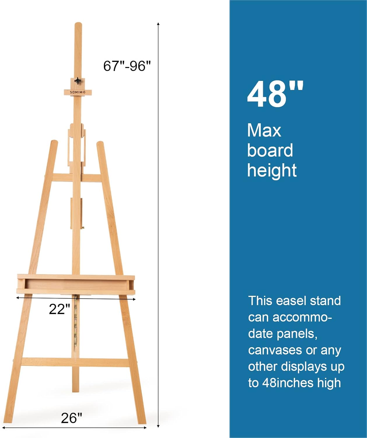 Somime Large A-Frame Studio Easel with Brush Storage