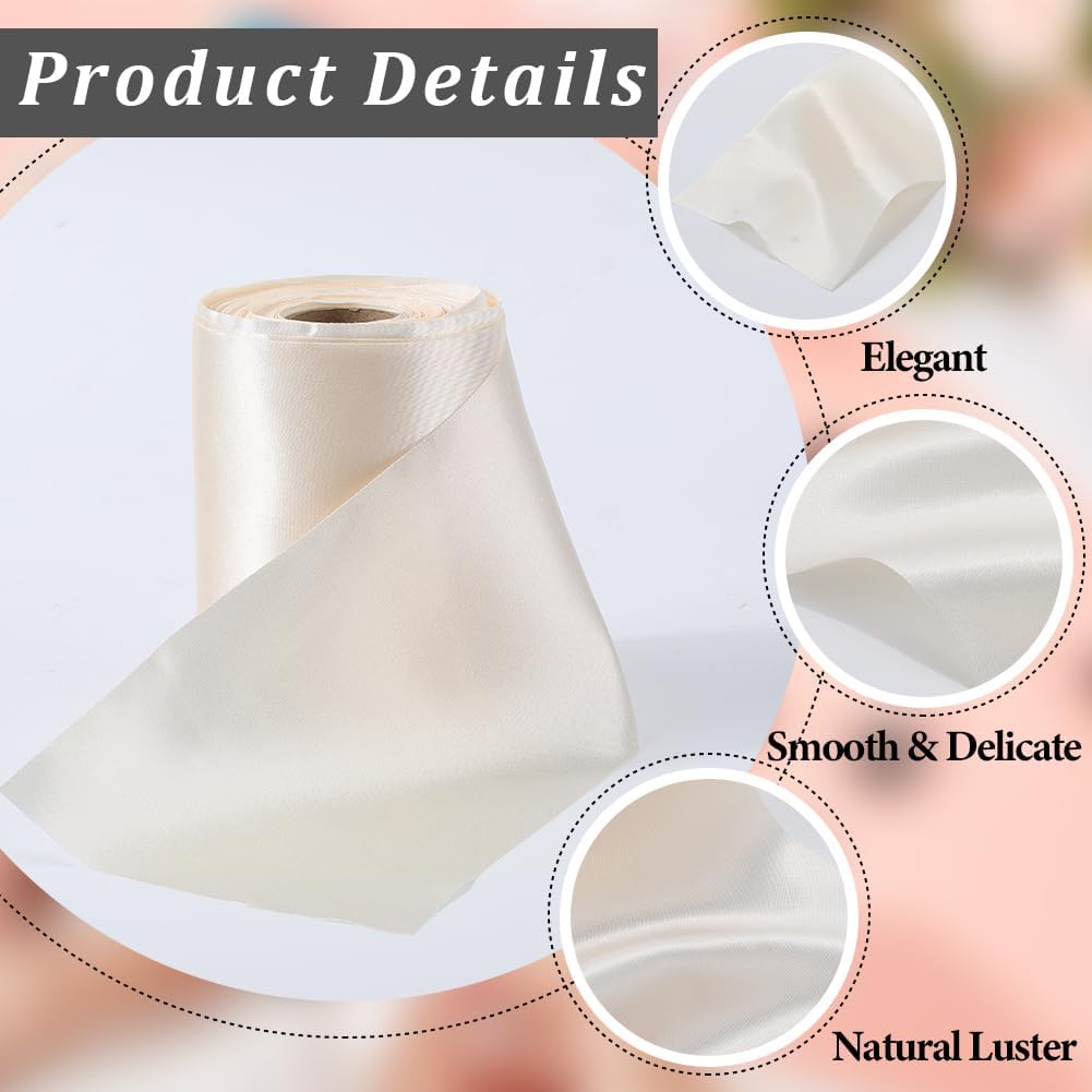 4 Inch Double Face White Satin Ribbon for Wedding Gift Wrapping