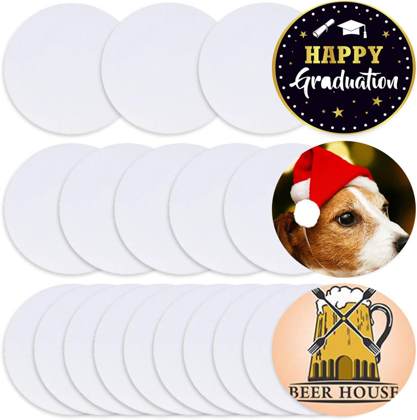 20 Pcs 35 Inch MDF White Sublimation Drink Coasters
