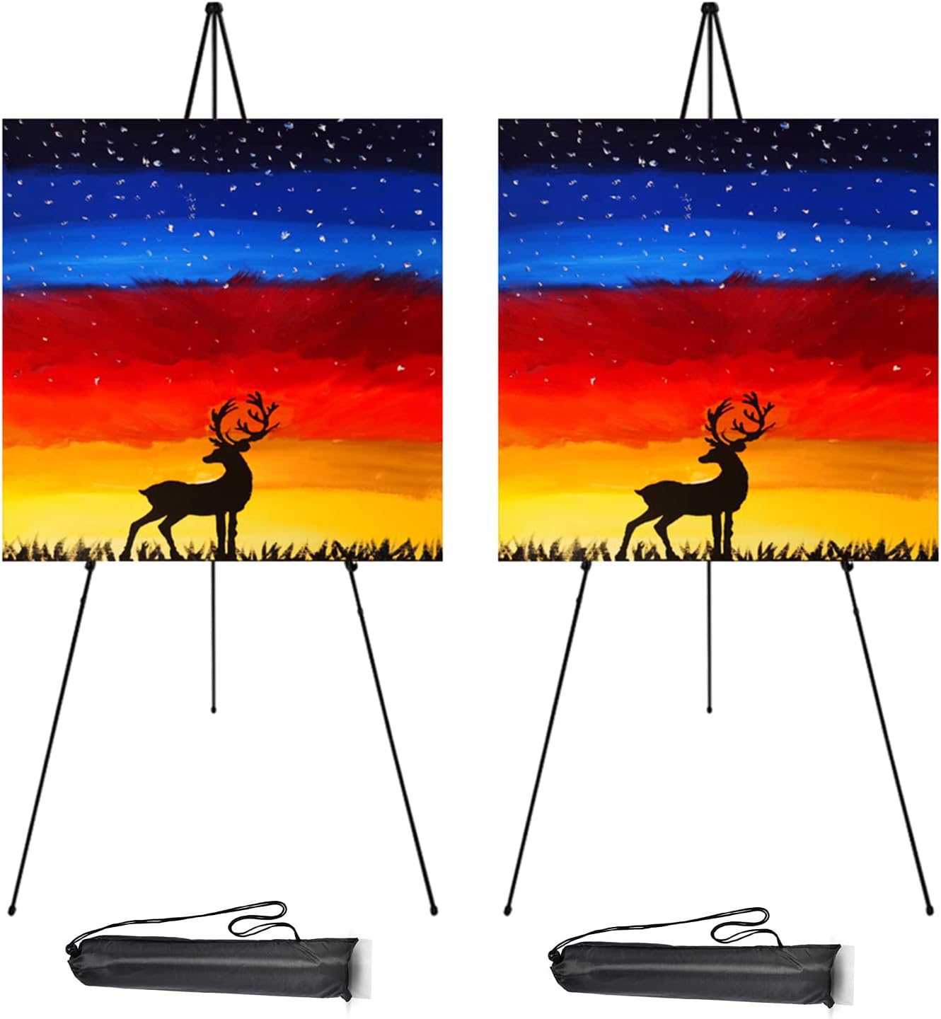 63 Inch Adjustable Metal Easel Stand - 2 Pack with Portable Bag