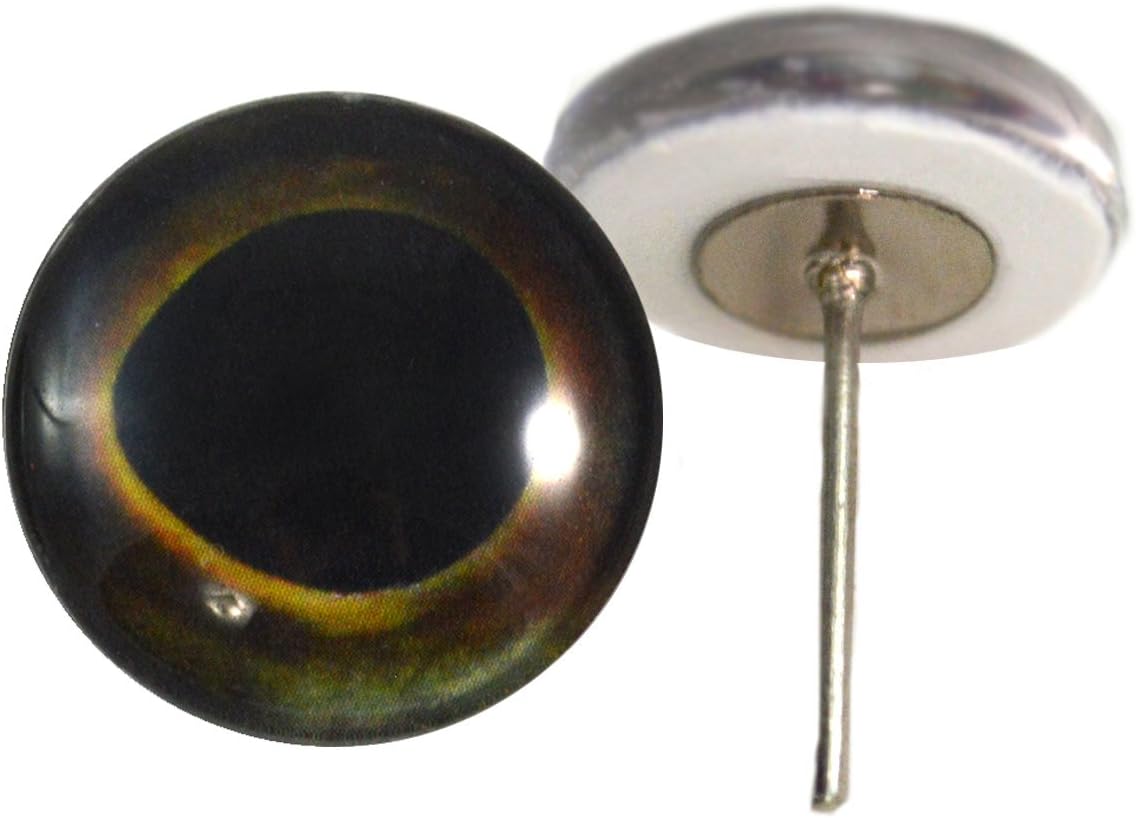 Dark Fish Glass Eyes On Wire Pin Posts for Needle Felting