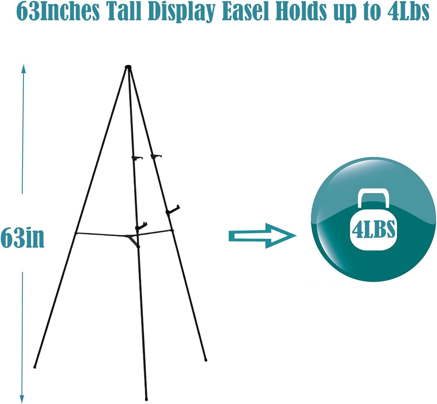 63 Inch Adjustable Metal Easel Stand - 2 Pack with Portable Bag