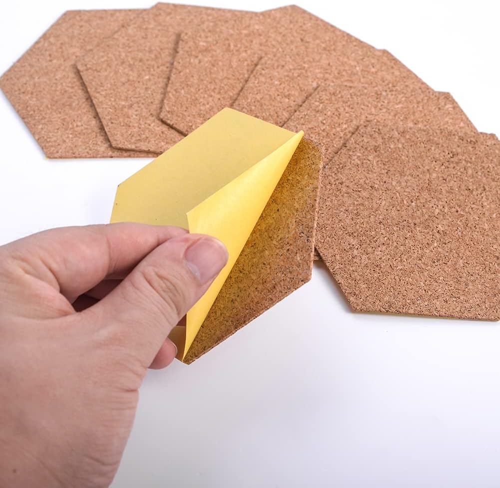 HooAMI Sublimation Coasters 6pcs Hexagon Ceramic with Cork Backing Pads