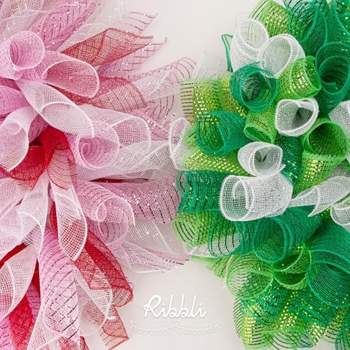 Ribbli 4 Rolls White Mesh Ribbon 10 Inch x 30 Feet