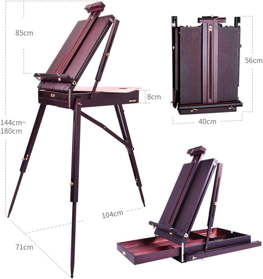 Wood Painting Stand with Adjustable Drawer