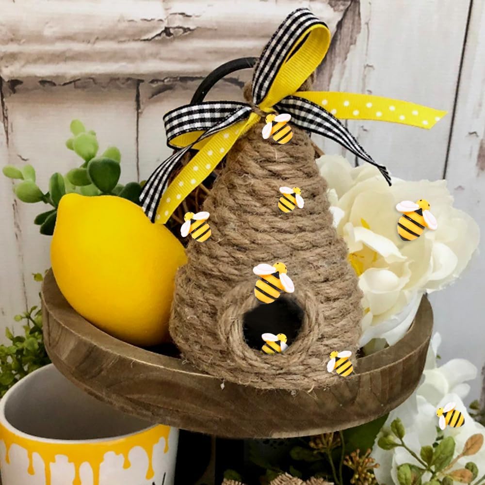 120Pcs Bumble Bee Decor Resin Charms for DIY Crafts