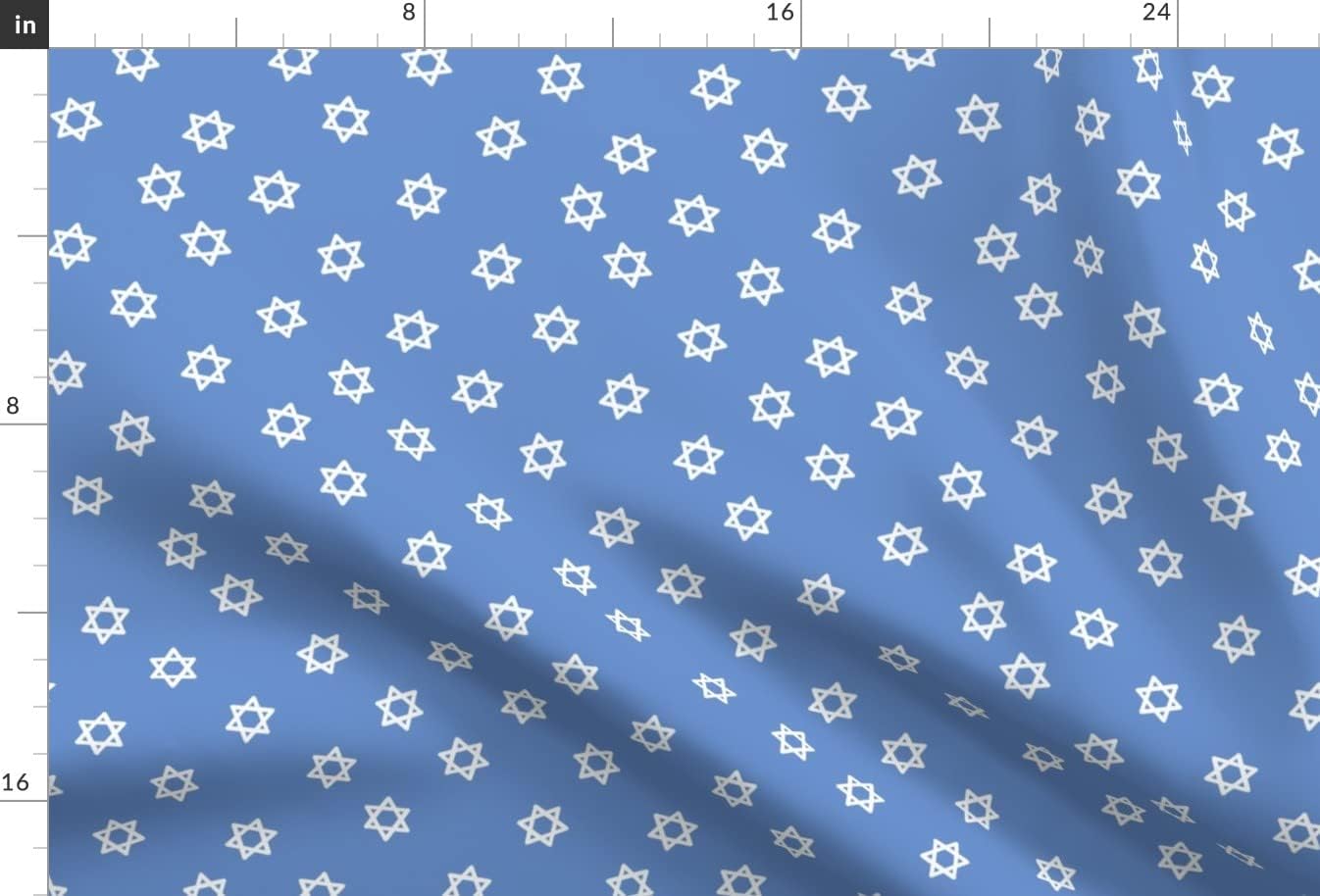 Spoonflower Fabric Star of David Hanukkah Blue Winter Menorah Chiffon Fat Quarter