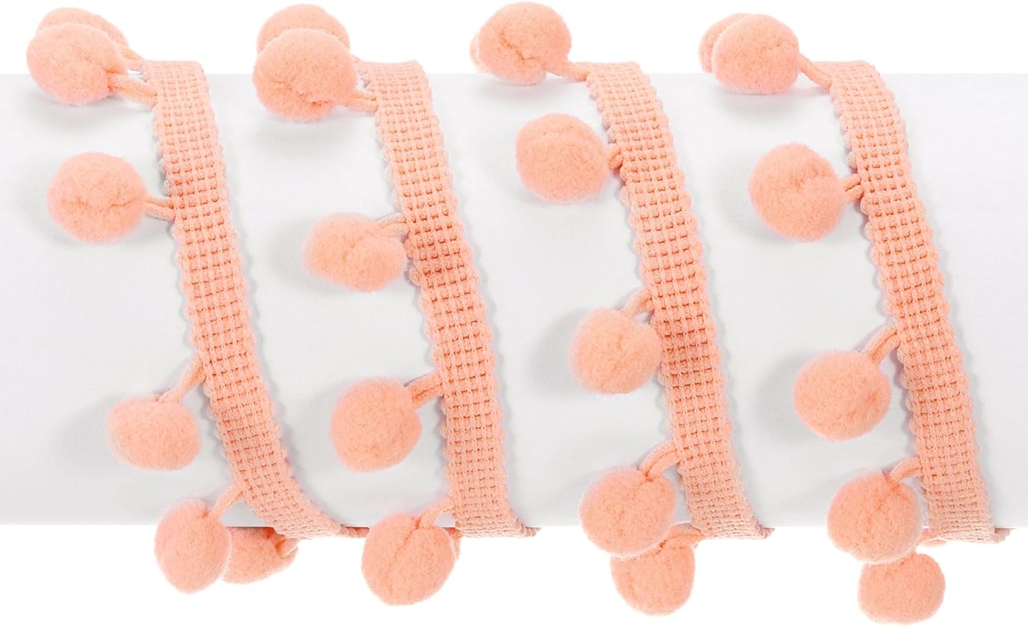 Uxcell Pom Pom Ball Fringe Trim 20 Yards Coral Pink