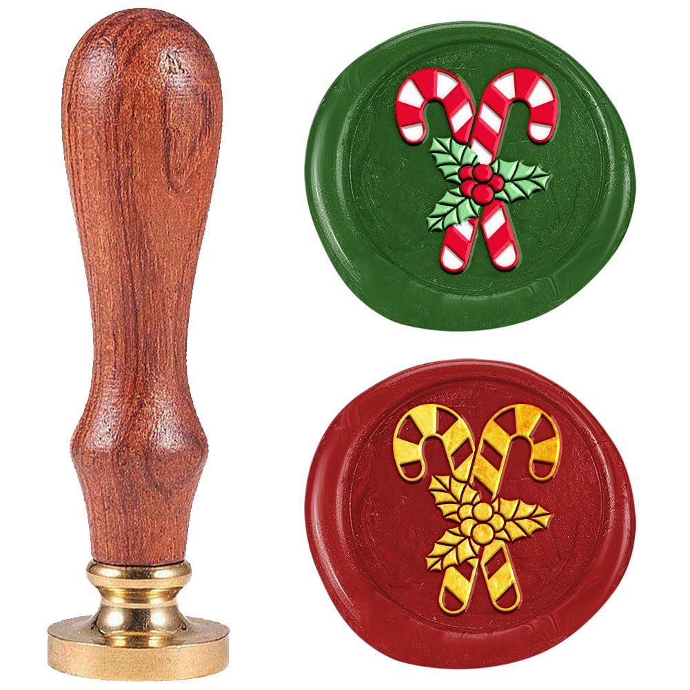 Christmas Cane Wax Sealing Stamp with Brass Head and Wooden Handle