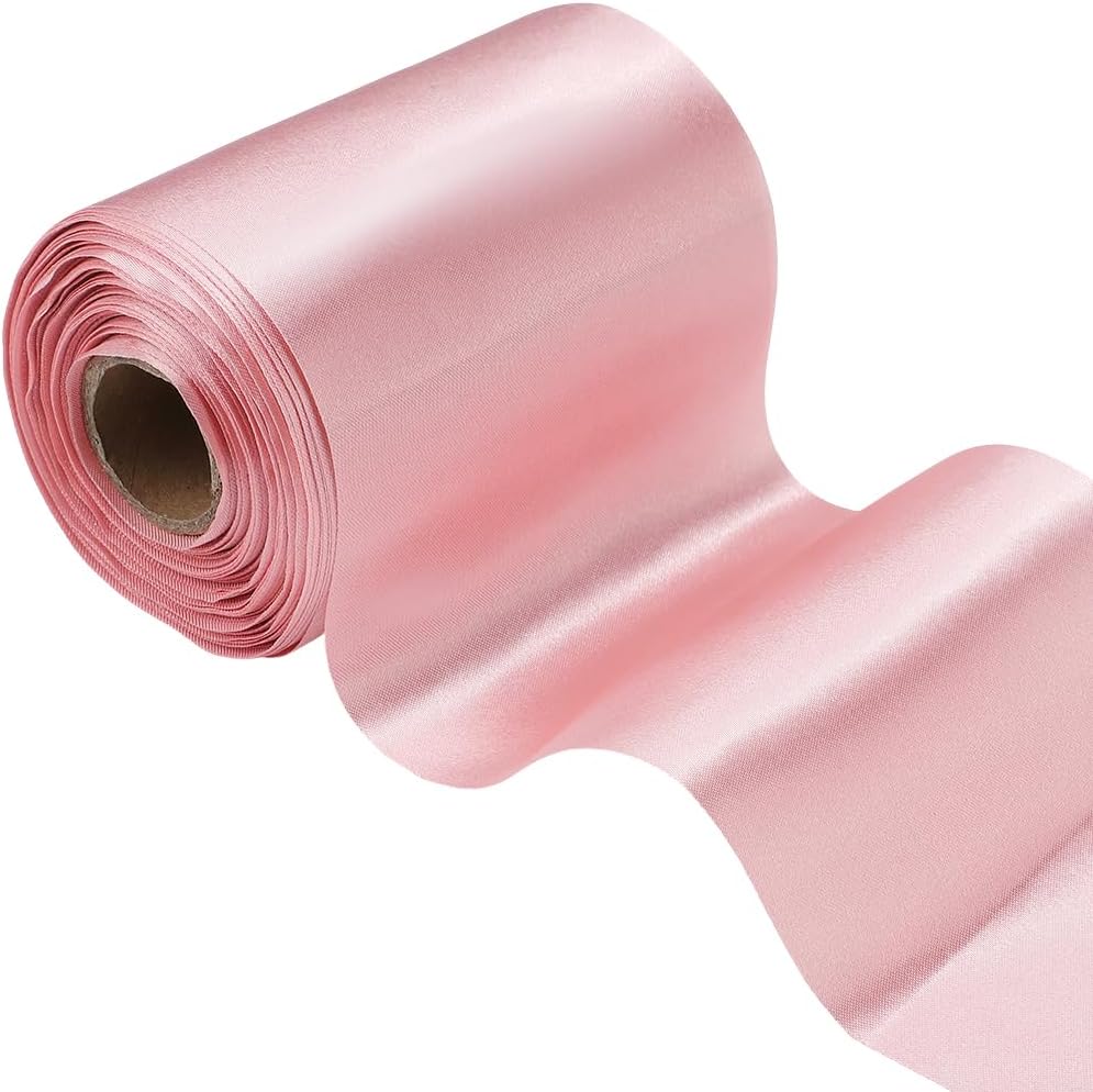 4 Inch Double Face Pink Satin Ribbon for Wedding and Crafts