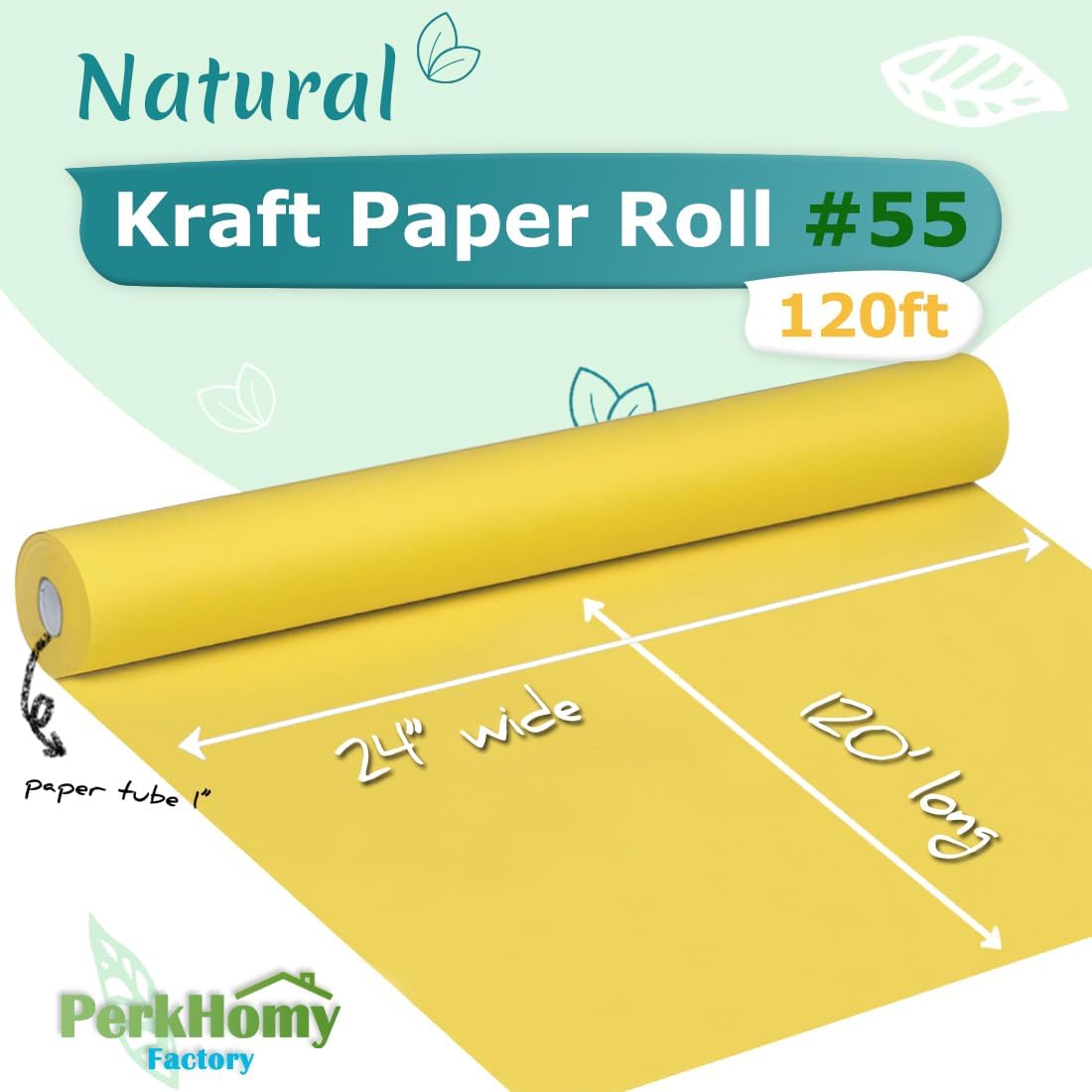 PerkHomy 24 x 120 Lemon Yellow Kraft Paper Roll for Crafting