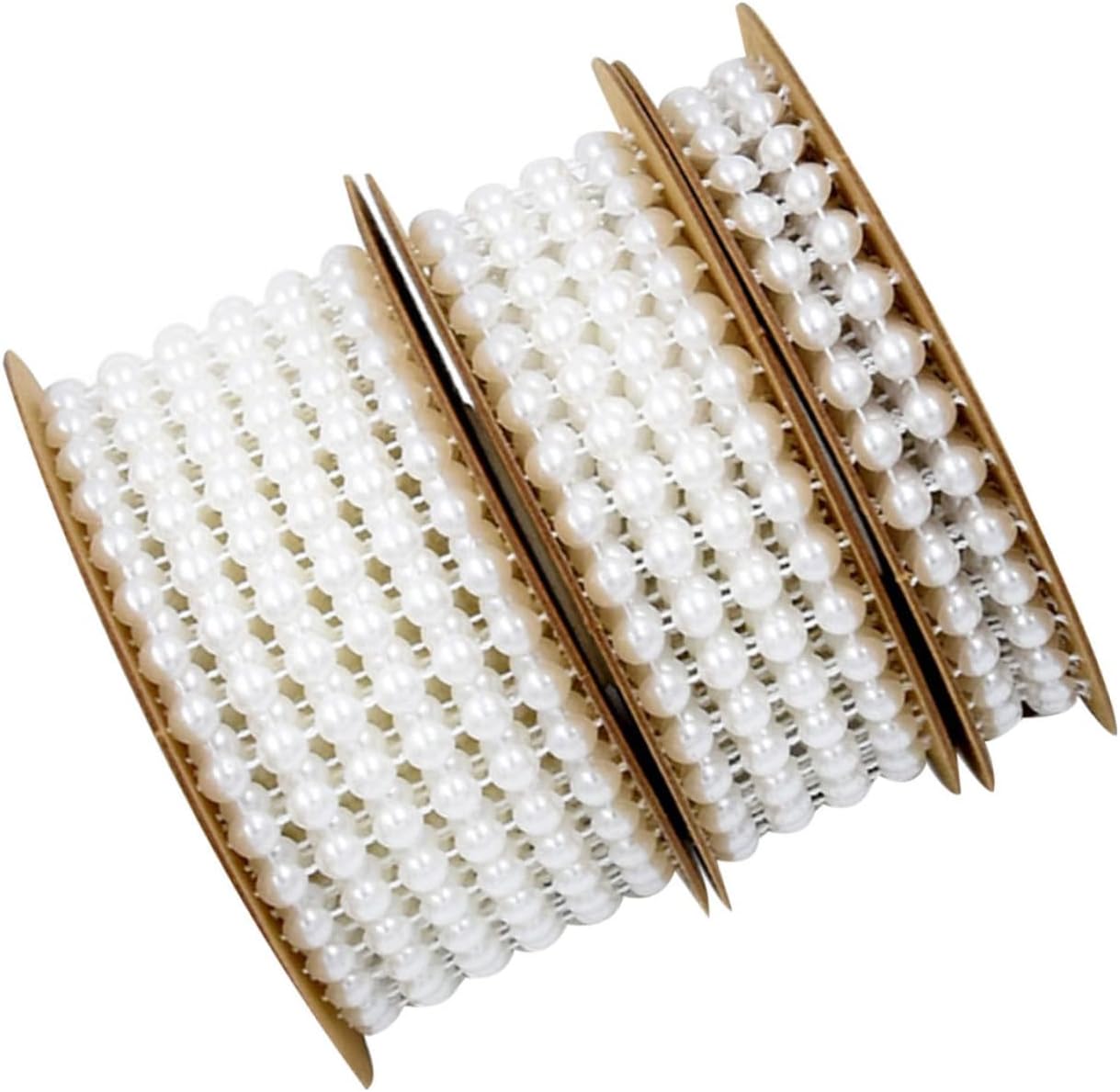 NUOBESTY 6 Rolls Wedding Bead Ribbon Decorative Band