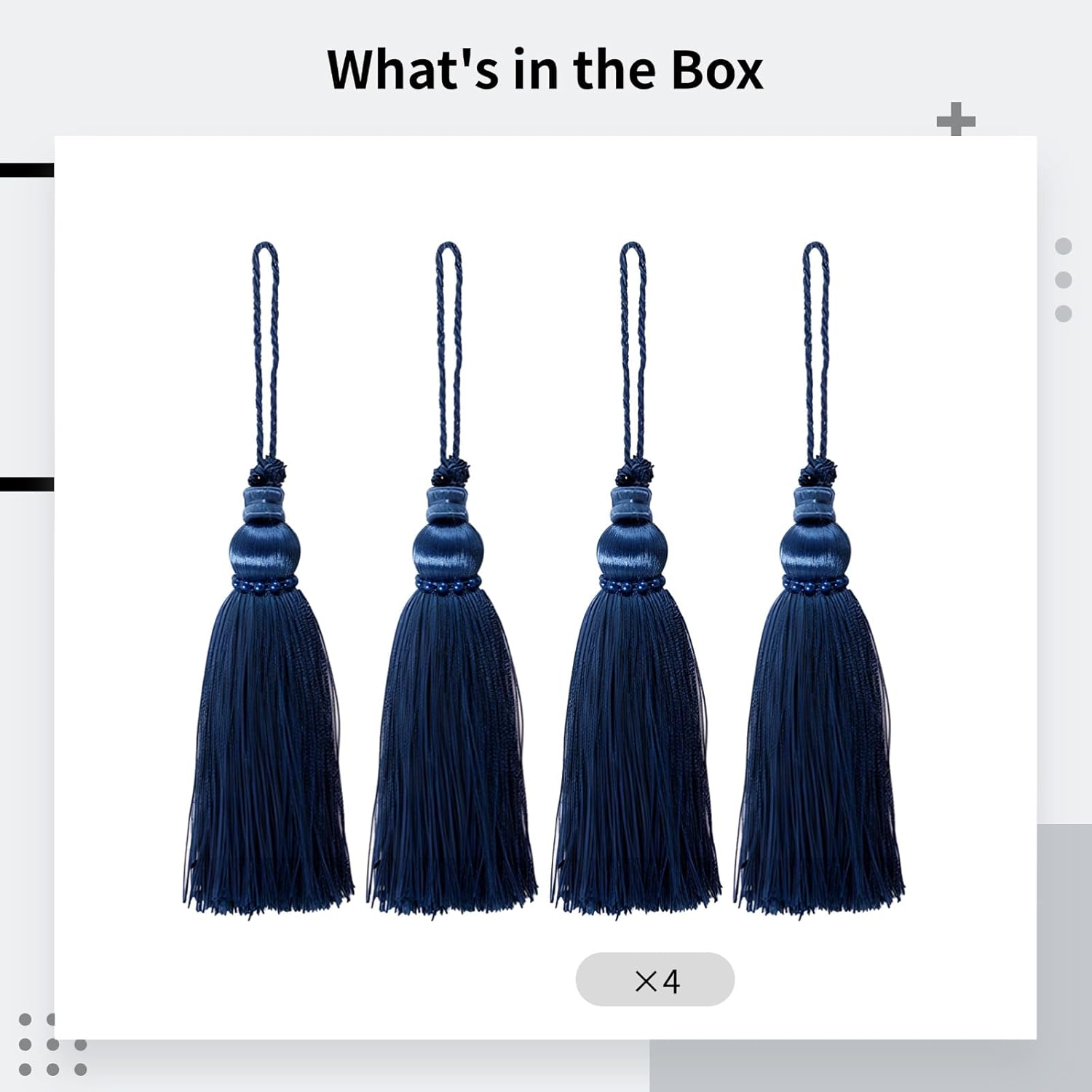4 PCS Dark Blue Silky Tassel with Loop Keychains