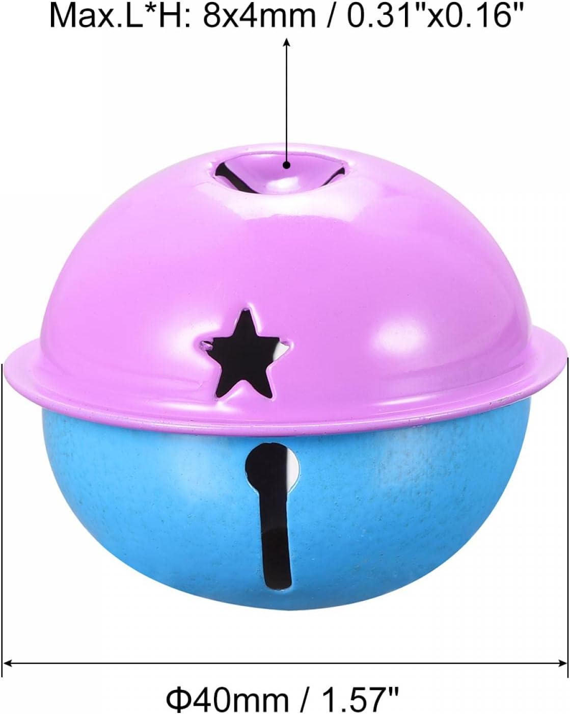 uxcell Jingle Bells 5pcs Purple Blue 40mm