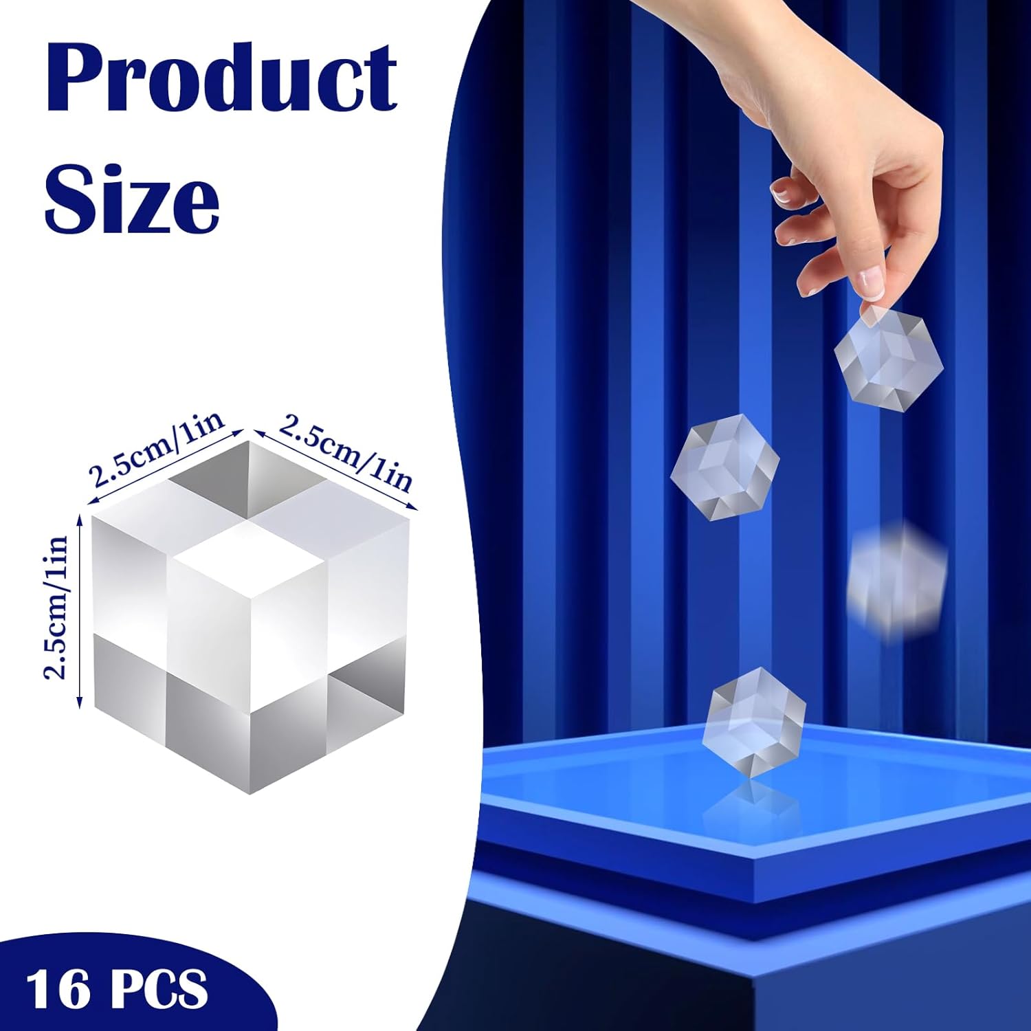 16 Pcs Clear Acrylic Display Blocks for Jewelry and Collectibles