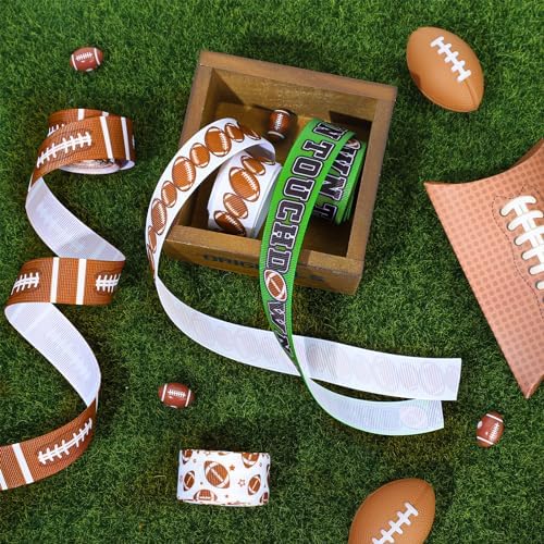 Whaline Football Grosgrain Ribbon 6 Rolls 7 8 Inch 30 Yards