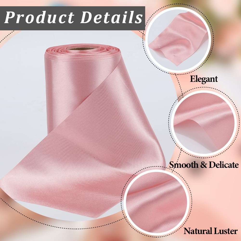 4 Inch Double Face Pink Satin Ribbon for Wedding and Crafts