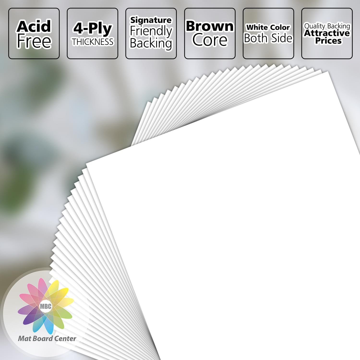 Mat Board Center 25 Pack 12x16 White Backing Boards