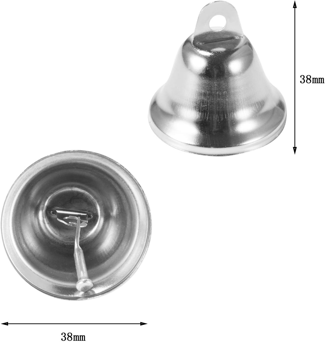 Eowpower 20 Pack 38mm Silver Craft Bells for Decor