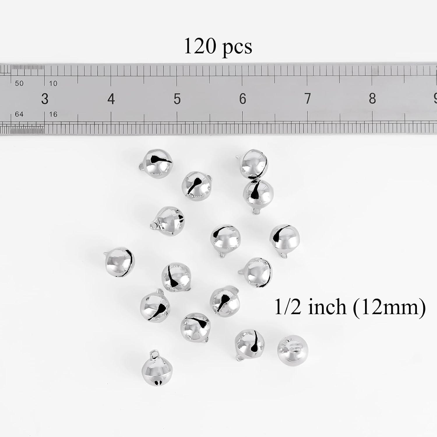 12 Inch Silver Jingle Bells 120 Pcs Craft Decor Items