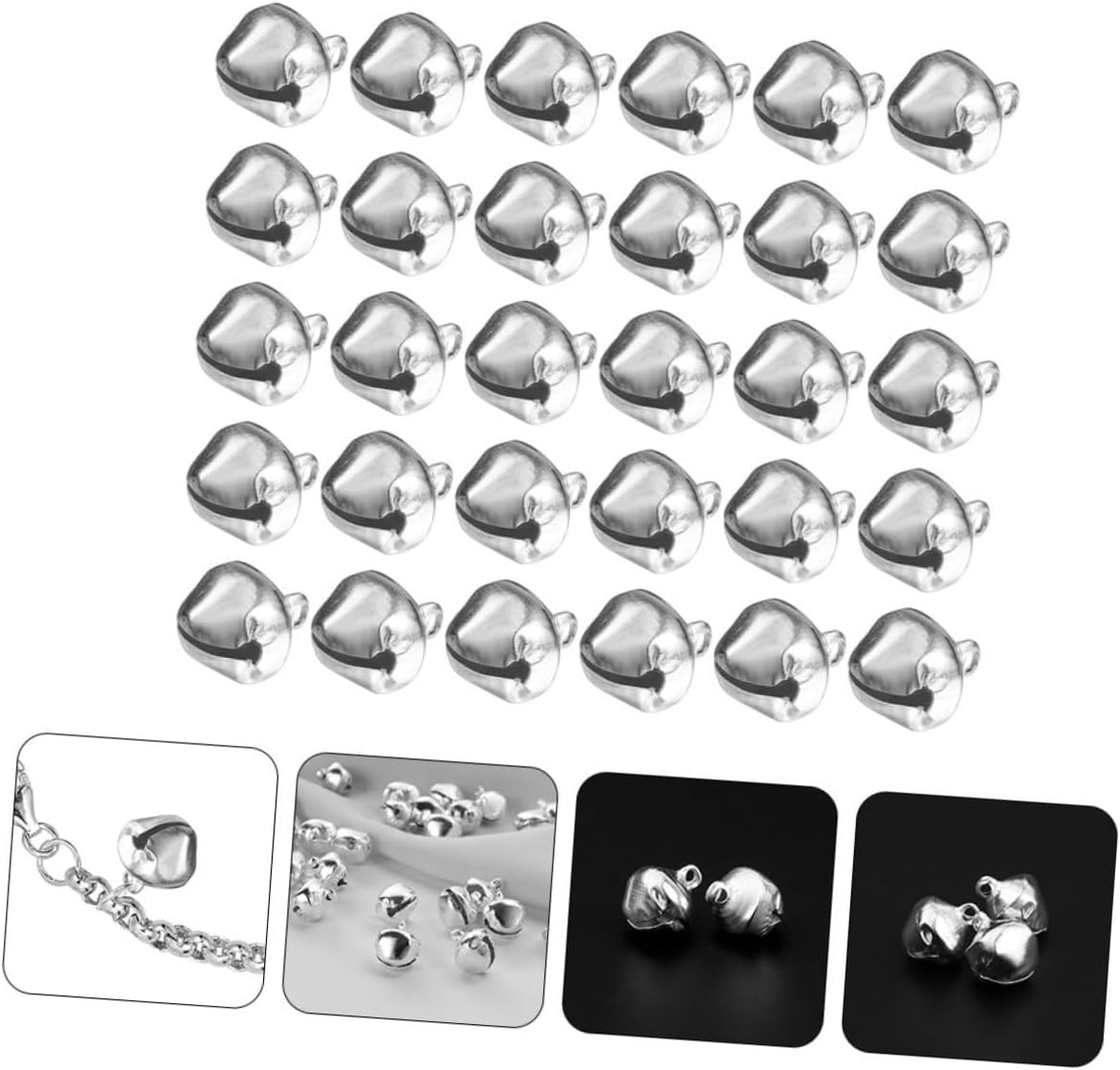 200pcs Silver Christmas Tree Bells for Holiday Decor