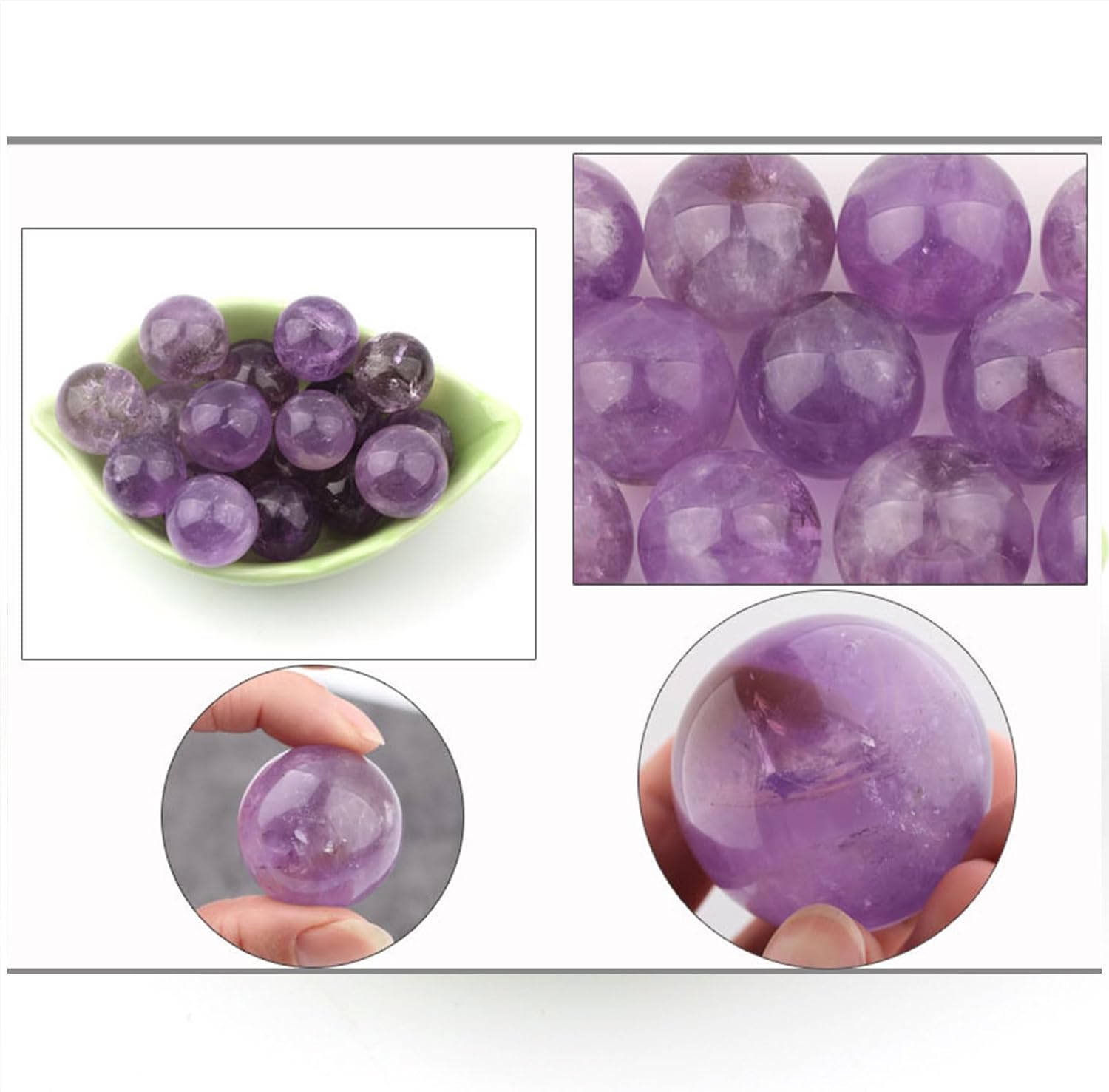 7 Pcs Amethyst Round Smooth Beads for DIY Jewelry Chakra Balancing